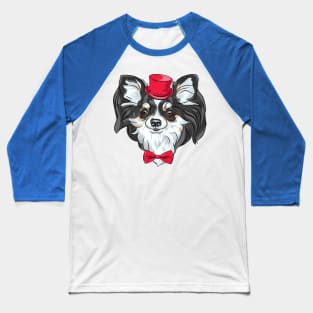 color sketch of the cute hipster dog Chihuahua in the red hat with bow tie Baseball T-Shirt
